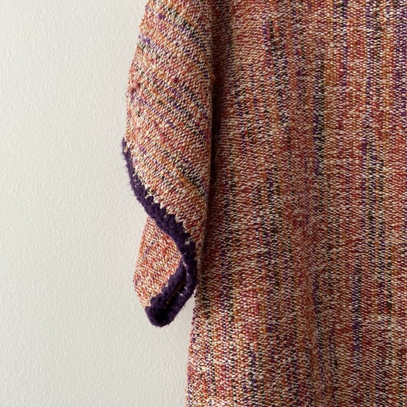 Village Weavery PEI Handmade Multicolour Woven Knit Short Sleeve Top Size Large - Picture 2 of 6